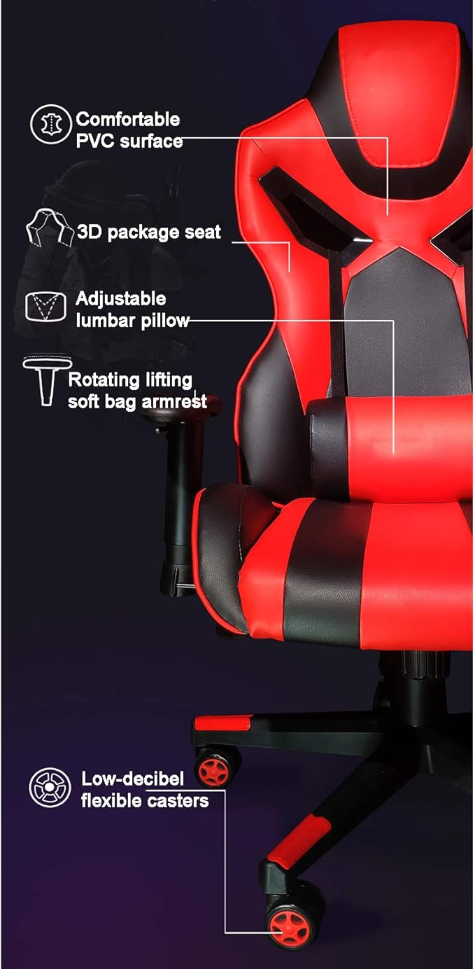Office Chair Gaming Chair Computer Chair PU Leather Office Swivel Chair Recliner for AdultsGaming Chair High BackBig and Tall Computer Game Chair with Headrest Lumbar PillowAndrgonomic Ga
