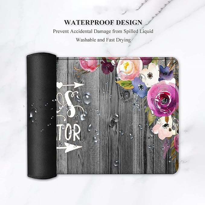 Large Gaming Mouse PadOffice Desk MatWaterproof Desk Writing Pad for Office/Home Ergonomic Keyboard Wrist Rest &amp Mouse Wrist Rest Vintage Watercolor Floral Laptop Desk Pad 31.5x11.8in