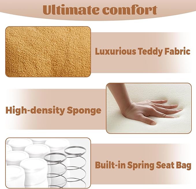 360° Swivel Floor Gaming Chair Teddy Folding Lounge Chair Sofa Chair with Adjustable Head and Waist Armrests &amp Phone Holder Padded Cushion Leisure Chairs for Living Room Bedroom (Yellow)