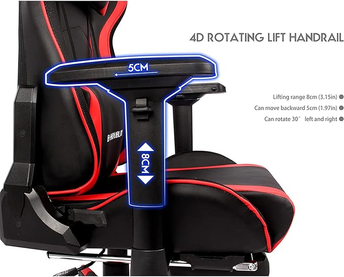 TBQATNTS Gaming Chair for AdultsComputer Chair with High BackBig and Tall Gaming Chairs with Footrest and MassagePU Breathable Material with Headrest and Lumbar SupportSuitable for GamerBlackB