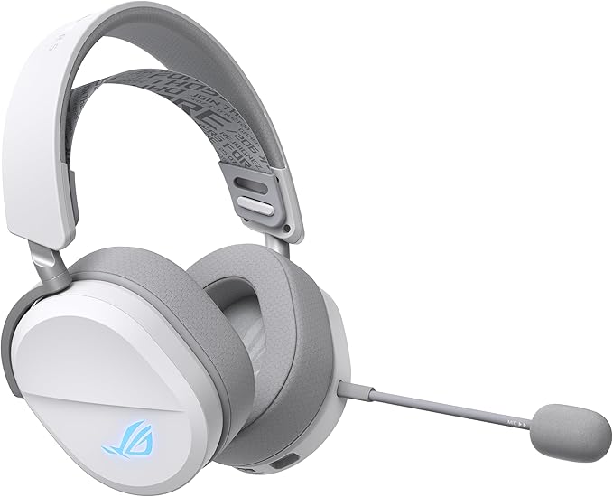 ASUS ROG Pelta Wireless Gaming Headset with Detachable Mic – Tri-Mode (BT 2.4GHz USB-C) 50mm Titanium-Plated Drivers 70Hr Battery Ergonomic Lightweight for PC PS5 PS4 Switch Mobile - White