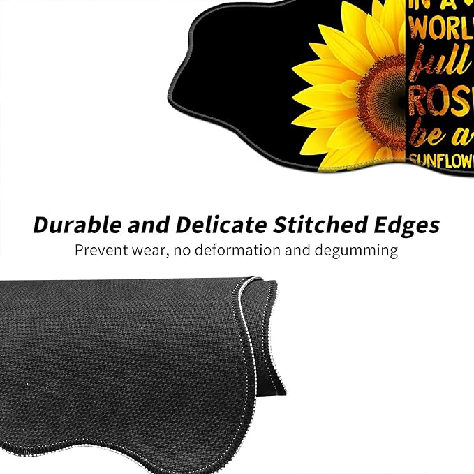 Sunflower Black Desk Mat Mouse Pad 35.4X15.7 XL Extended Mousepad Huge Mouse Pads with Stitched Edges Desk Pad for Work Game Office Home