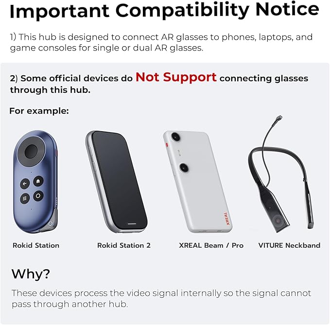 USB C to USBC Splitter Dual/Triple Monitor for AR/XR Glasses with 4K@60Hz HDMI 6×10Gbps Ports 100W PD SD 4.0Reader Not Compatible with Rokid Station/2 XREAL Beam/Pro VITURE Neckband