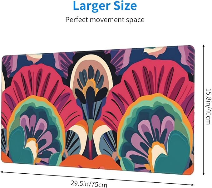 Retro Bohemian Desk Cover MatExtended Large Mouse PadComputer Laptop Mat Desk Decor for Office Game Home 30x16 Inch