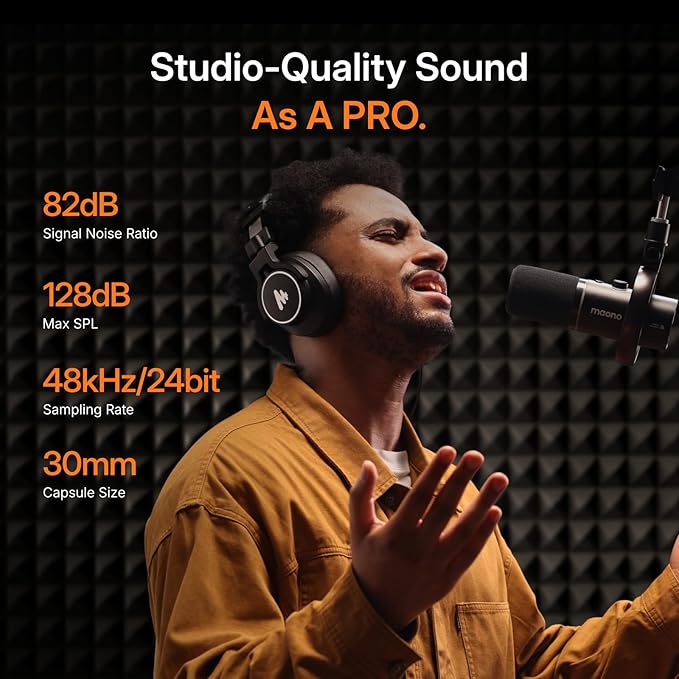 MAONO PD200W Hybrid Wireless Podcast Equipment Bundle for 2 XLR USB Dynamic Microphone Kit with 2 Desktop Stand Software Noise Cancellation for Co-hosted podcast Vocal Recording Content Creation