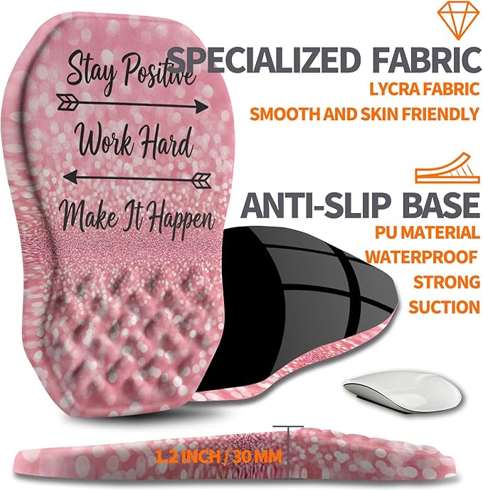 Ergonomic Slope Mouse Pad Wrist Support Wrist Rest Mousepad for Carpal Tunnel Pain Relief with Massage Bulge and Slow Rebound Memory Foam (12x8 inch Pink Stay Positive)