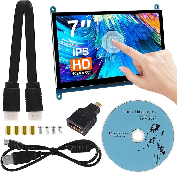7 Inch IPS Touch Screen Display 1024×600 Capacitive Screen HDMI HD Screen Full View Color LCD Liquid Crystal Screen for Windows 10 8 7 BB Black etc