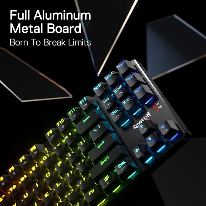 Redragon K660RGB-PRO (K556 TKL) Wireless Gaming Keyboard 80% 87 Keys BT/2.4Ghz Tri-Mode Aluminum Mechanical Keyboard w/Mac Function Keys Hot-Swap Sockets &amp Noise Absorbing Form Red Switch