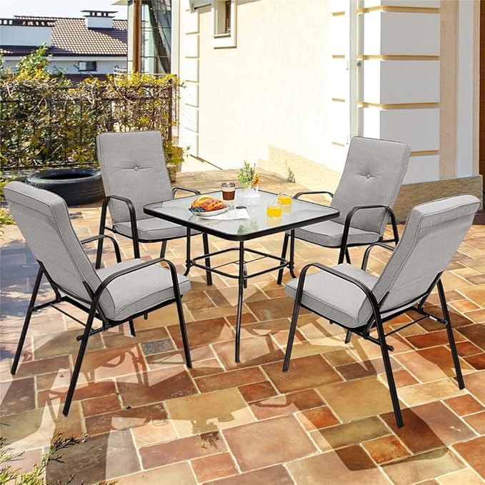 Office Chair Gaming Chair Computer Chair Set of 4 Stackable Patio Dining Chairs High Back Cushions