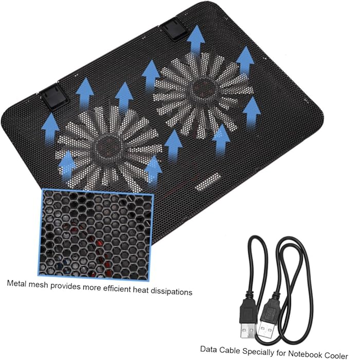 6-inch Adjustable Heat Dissipation Laptop Cooling Stand with Large Fan Notebook Computer Cooling Holder for Gaming and Office Use Black
