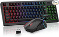 BlueFinger Wireless Keyboard and Mouse Combo Long Lasting Rechargeable Battery 87 Keys RGB Rainbow Backlit Gaming Keyboard &amp Ergonomic Light Up Gaming Mouse for Mac Laptop Computer PC Gamer