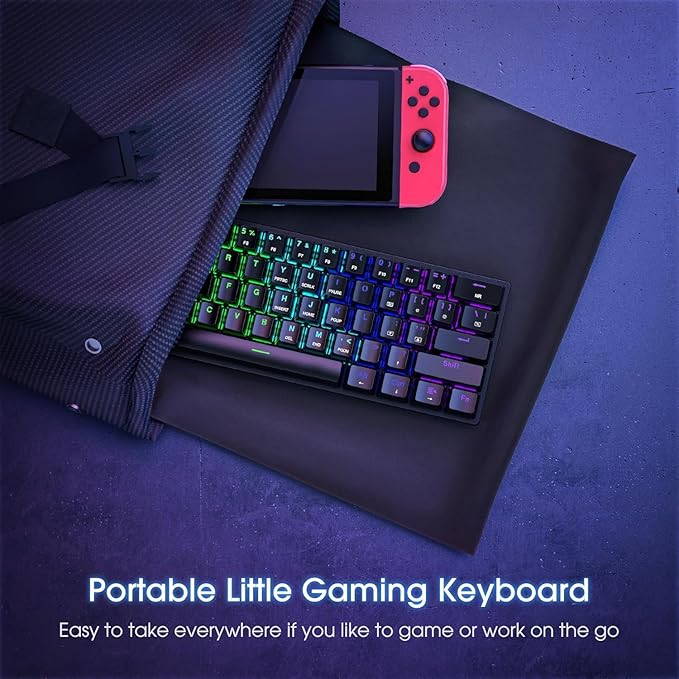 60% Mechanical Gaming Keyboards 61 Keys RGB Backlight Mini Keyboard Ultra Thin Compact Mechanical Keyboard fit for Office &amp Home for Vista/7/8/8 Pro