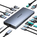 USB C Laptop Docking Station Dual Monitor ABIWAZY 15 in 1 USB C Hub Triple Display with 8K DisplayPort 2 HDMI 4K 6 USB A/C Ports 100W PD Ethernet Audio SD/MicroSD for Dell/HP/Lenovo