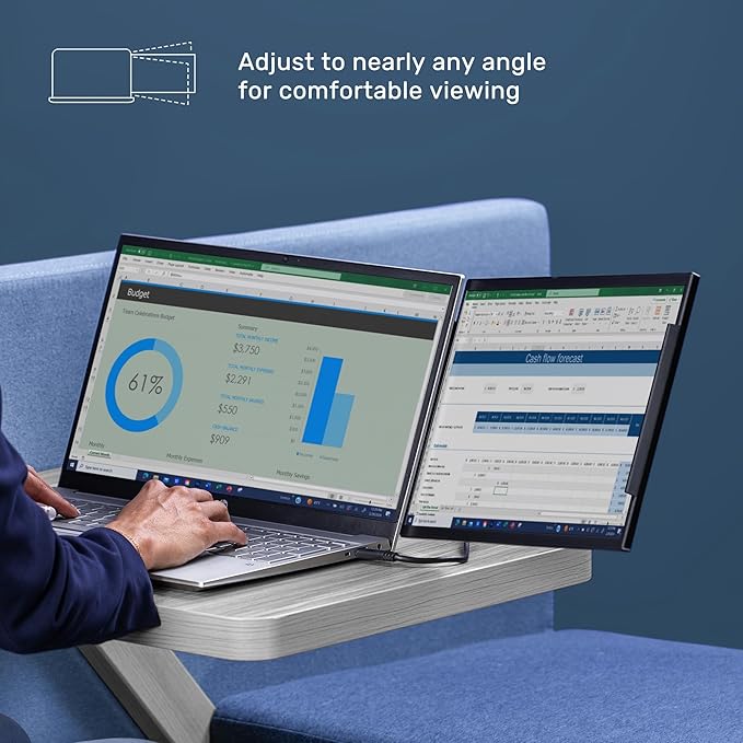 SideTrak Swivel 15.6 Attachable Portable Monitor for Laptop | FDH TFT Laptop Dual Screen | Mac PC &amp Chrome Compatible | Swivel Hinge Laptop Screen Extender | USB-C Port