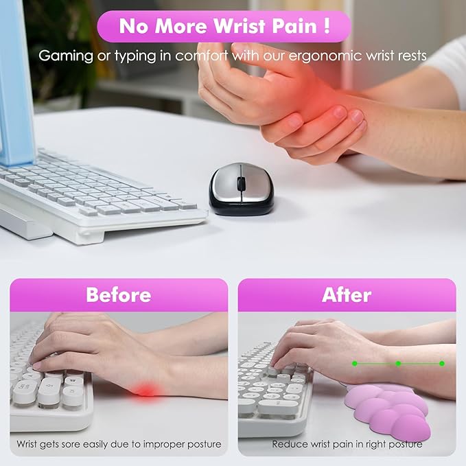 MoKo Cloud Wrist Rest Ergonomic Cloud Keyboard Wrist Rest with Mouse Rest Wrist Pad Durable Polyester Cloud Arm Rest Wrist Pad for Keyboard and Mouse for Office Gaming Computer Laptop Pink