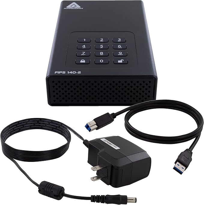 Apricorn 8TB Aegis Desktop Padlock FIPS 140-2 Validated 256-Bit Encrypted Hard Drive (ADT-3PL256F-8000)