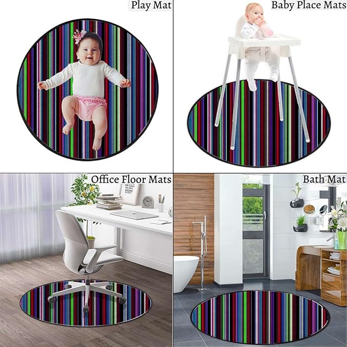 Abstract Round Chair CushionFloor mat thickest Chair Cushion Hardwood Floor Protection mat for Office and Home Computer Chairs Vertical Pattern Modern Colored StripesMulticolor Diameter 35.5 in