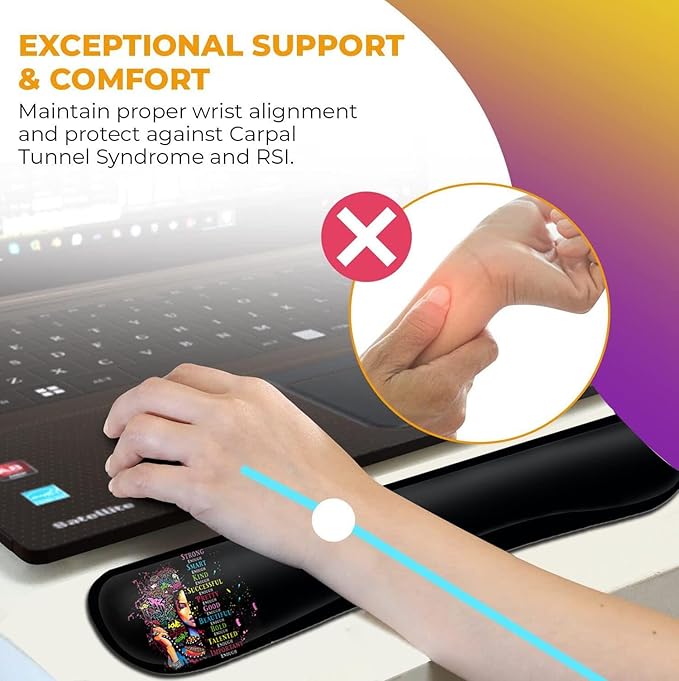 Ergonomic Mouse Pad with Wrist Support Gel MousePads Comfortable Wireless Mouse pad Pain Relief Mousepad with Non-Slip Rubber Base African American Woman Black Women