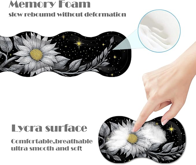 Ergonomic Keyboard Wrist Rest &amp Mouse Pad Wrist Rest SetXL Gaming Desk Mat 31.5x 11.8Non-Slip BaseMemory FoamEasy Typing Pain Relief for Office &amp HomeGlowing Flower