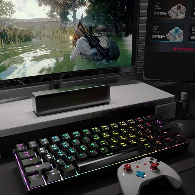 60% Mechanical Gaming Keyboard - 61 Keys Brown Switch Quiet Office Computer Keyboard - Multi Color RGB Rainbow Led Backlit - Programmable for PC/Windows/Mac/Gamer - USB Wired - Black