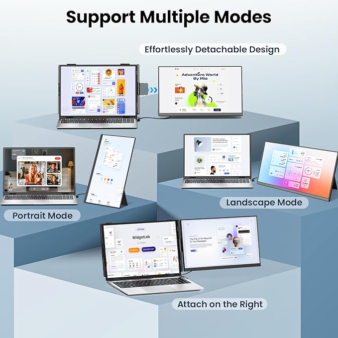 Laptop Screen Extender - 15.6 FHD 1080P Portable Monitor for Laptop Detachable &amp Plug and Play Dual Monitor Extender for 13-17.3 Laptops Compatible with Wins/Mac/Android/Chrome