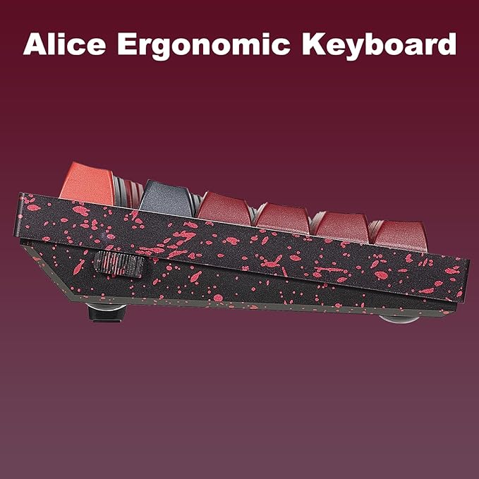 Hexgears F2 - Aluminum Custom Mechanical Keyboard Split Alice 83 Key Layout Ergonomic Keyboard Hot Swappable Slient Linear Switch BT5.0/2.4GHz/USB-C RGB Backlit for Win/Mac (Burgundy)
