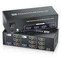 8K60Hz 4K120Hz Displayport KVM Switch 3 Monitors 2 Computers USB 3.0 DP KVM Switch for 2 Computers Share 1 Set of Keyboard Mouse Printer and 3 Monitors 4 Port USB 3.0 for Peripheral Sharing