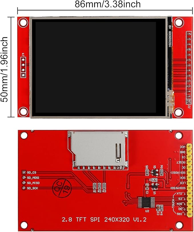 2pcs 2.8 SPI TFT LCD Display Touch Panel ILI9341 240x320 TFT LCD Touch Screen Shield 5V/3.3V STM32 Display Module SPI Serial with Touch Pen