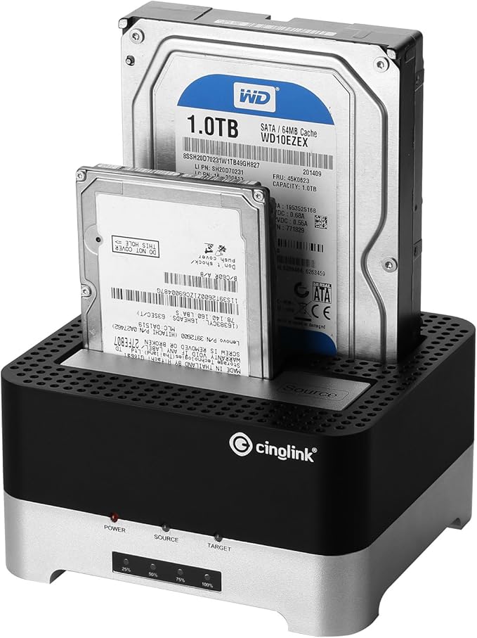 Clone Dock HDD duplicator Disk Drive Hard Reader SATA Hard Drive Docking Station USB 3.0 SSD HDD Docking Station Dual Bay for 2.5 or 3.5inch HDD with Hard Drive Duplicator/Cloner 12 TB (Docking)