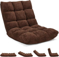 RELAX4LIFE Floor Chair with Back Support - 14-Position Adjustable Lazy Sofa Chair Padded Sleeper Bed &amp Couch Recliner for Reading Meditation Folding Floor Gaming Chair for Adults (Brown)