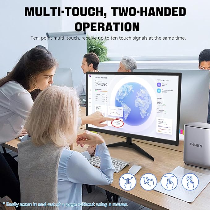 Touchscreen Monitor 22 Inch FHD 1920x1080P IPS PC Monitor 10-Point Touch Screen Computer Display with HDMI VGA USB Ports Built-in Speakers VESA Mountable