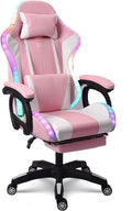 Video Gaming Chair with Speakers and RGB Lights Ergonomic Chair with Seven-Point Massage Function Computer Chair with Footrest and Lumbar Support Gaming Chairs for AdultsPink