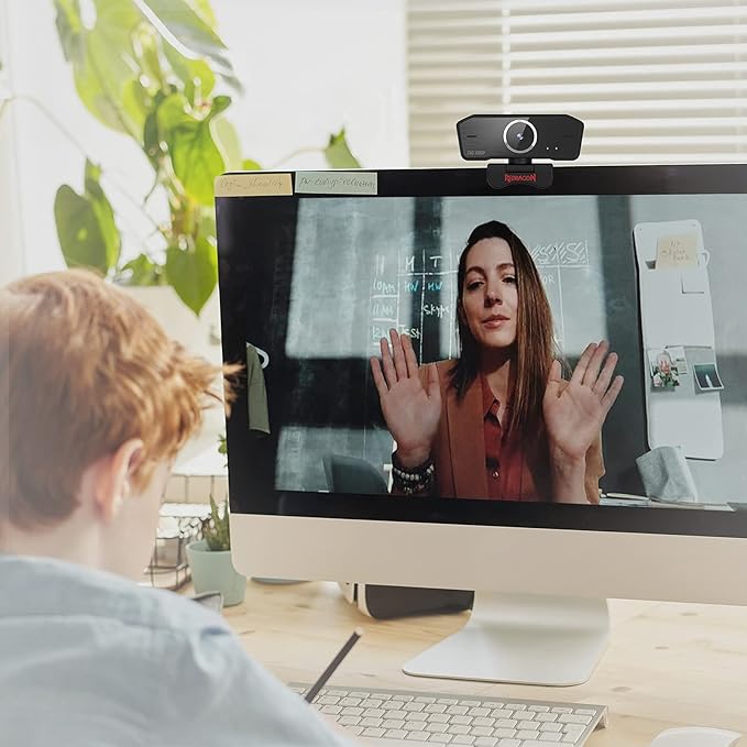 Redragon GW800 1080P PC Webcam with Built-in Dual Microphone 360° Rotation - 2.0 USB Computer Web Camera - 30 FPS for Online Courses Video Conferencing and Streaming