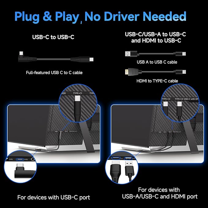 Laptop Screen Extender 15.3 16:10 IPS 100% sRGB Portable Travel Monitor for Laptop FHD 1200P External Display Screen Dual Screen Attachment Plug &amp Play for Mac Windows