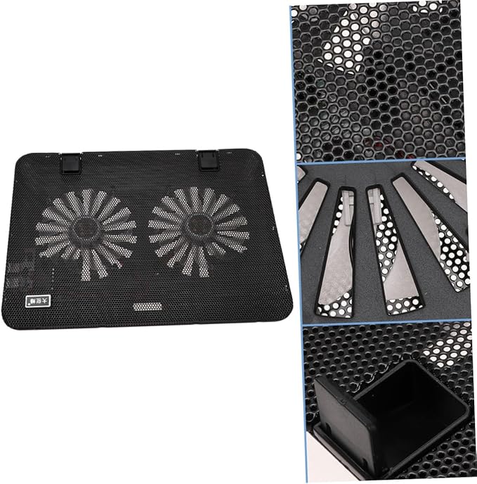 6 Inch Laptop Cooling Stand with Variable Speed Ventilator Heat Dissipation Notebook Holder for Gaming and Office Use Black Notebook Cooling Support Pad