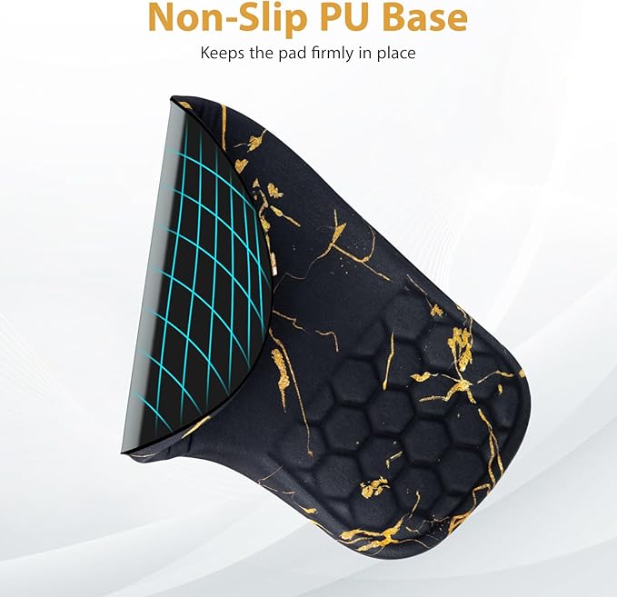 EYROZILL 3 in 1 Ergonomic Wrist Rest for Keyeboard and Mouse Non-Slip Desk Mouse Pad with Wrist Support Keyboard Wrist Rest and Mouse Pad Set Massage Design (Black Marble)