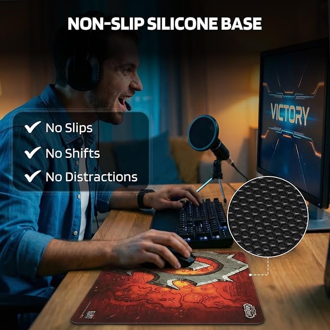 Blizzard Wow Game Glass Mouse PadTempered Glass Hard Mousepad for GamingUltra-Smooth Surface for Top Precision &amp SpeedEasy to CleanNon-Slip Rubber BaseOfficial Licensed13.8in*11.8in (Horde-R