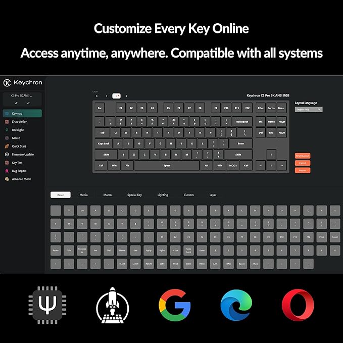 Keychron C3 Pro TKL 80% Wired Mechanical Keyboard 8K Polling Rate QMK/VIA Programmable Hot-Swappable RGB Backlit Shine-Through Keycaps Super Brown Switch for Windows/Mac