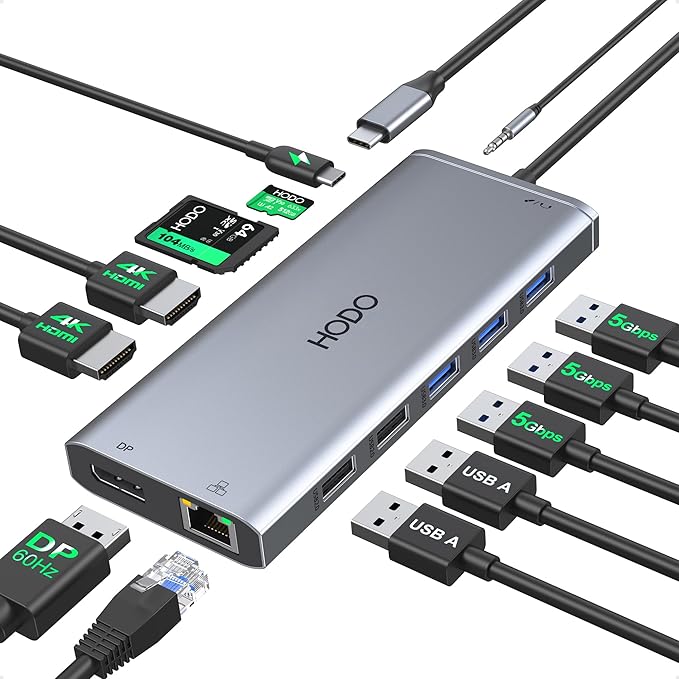 USB C Docking Station Dual Monitor for Dell HP Lenovo Surface Laptop USB Hub for Laptop Adapter Docking Station Dual Monitor HDMI USB C Dongle with 2 HDMI DP 5 USB Ports 100 W PD SD TF Ethernet Audio