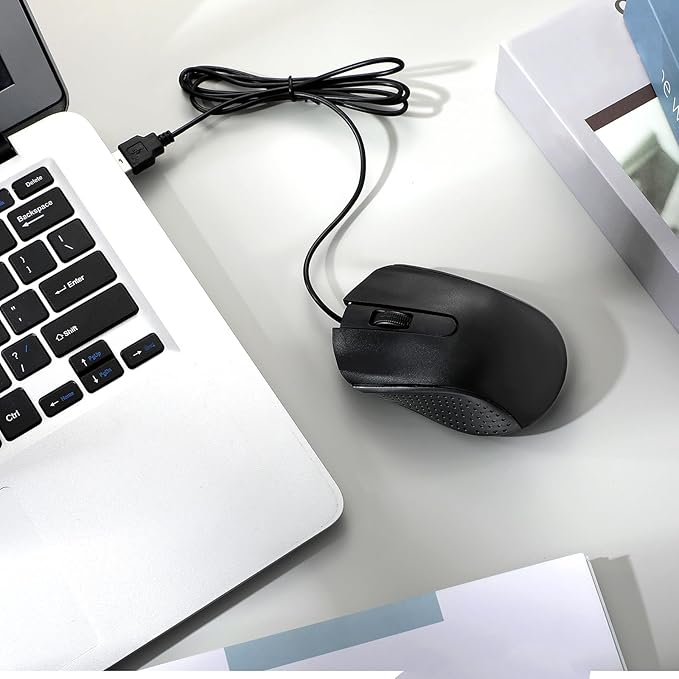Bonuci 30 Pack USB Wired Mouse 3 Button Corded Computer Mice Bulk USB Mouse for PC Desktop Laptop Office School Classroom Use(Black)