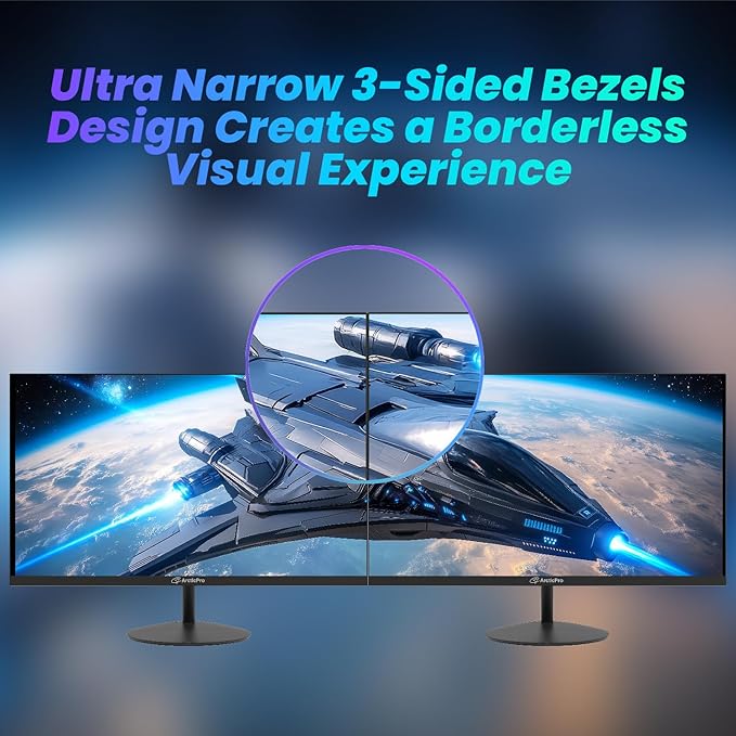 ArcticPro 22 inch 100Hz Monitor Full HD (1920 x 1080p) Computer Monitor 105% sRGB 3000:1 Contrast 3-Sided Frameless Ultra Slim VESA LowBlue Mode Tilt Adjust HDMI *1 VGA*1