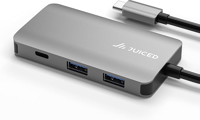 Juiced Systems QuadHUB Power - USB-C Generation 2 10Gbps 100 Watt Power Delivery Hub - 2X USB-C 10Gbps Ports - 2X USB-A 10 Gbps Ports