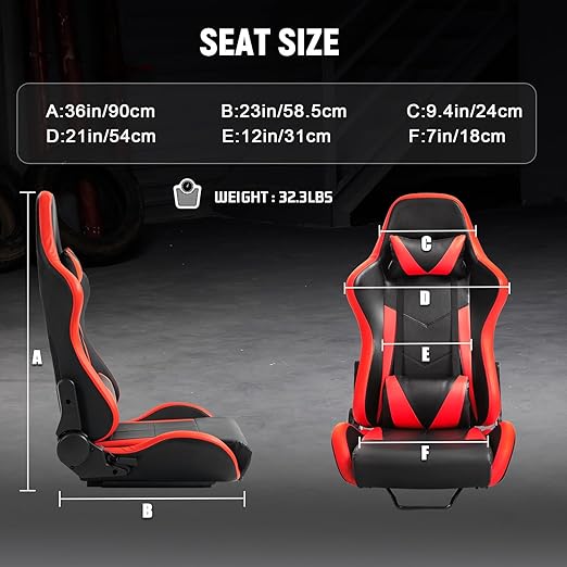 Dardoo Racing Bucket Seat with Adjustable Double Slide Adapt Gaming Simulator Cockpit Racing Wheel Stand Chair Video Game Chairs Red