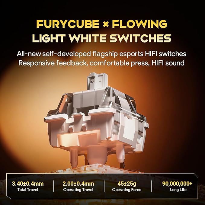 68% Wired Gaming Keyboard with Volume Knob RGB Backlit Mechanical Keyboard Gasket Mount with PBT Keycaps8000 Hz Polling Rate Hall Effect Cream Switches Hot-Swap for FPS Games (Cream White)