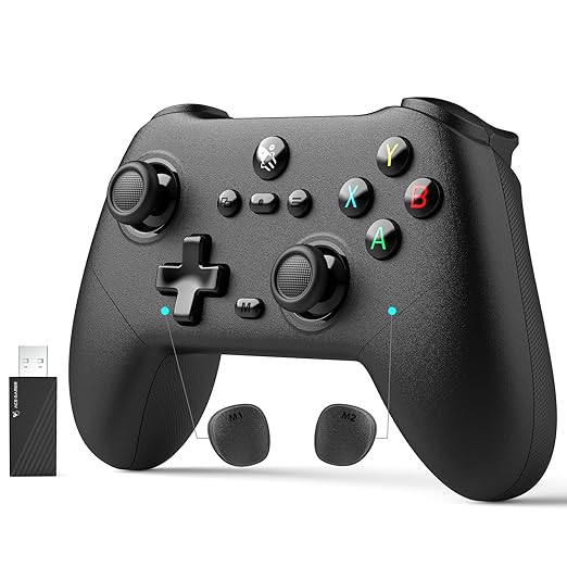 AceGamer Pluto 2.4G Wireless Bluetooth Controller for PC/Switch/Switch 2/iOS/Android/SteamTMR JoysticksHall Effect Triggers4-Motors Vibration1000Hz Polling RateForce-balanced Lever BumpersPragra