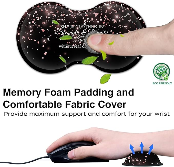 Desk Pad Extended Large Mouse Pad with Stitched Edges (31.5X11.8In) Ergonomic Mouse Wrist Rest Waterproof Computer Keyboard Mouse Mat Proverbs 31:25 Bible Rose Gold XXL Black Gaming Mouse Pad