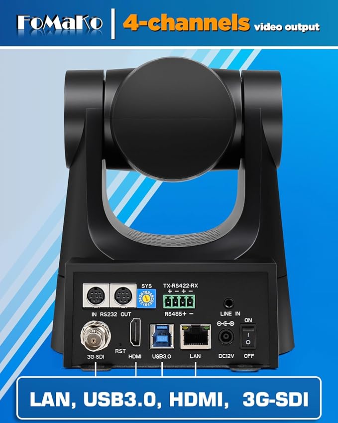 FoMaKo PTZ Camera HDMI AI Auto-Tracking Gen 3 20x Optical Zoom True to Life Colors PoE HDMI PTZ Camera for Church Services Worship Education vMix OBSNDI Upgradeable (FMK20SDI ProBlack)