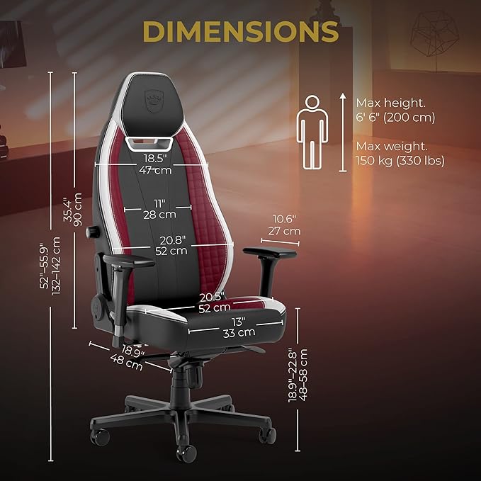 noblechairs Legend Ergonomic Gaming Chair Office Chair with Lumbar Support PU Leather Black/White/Red Edition