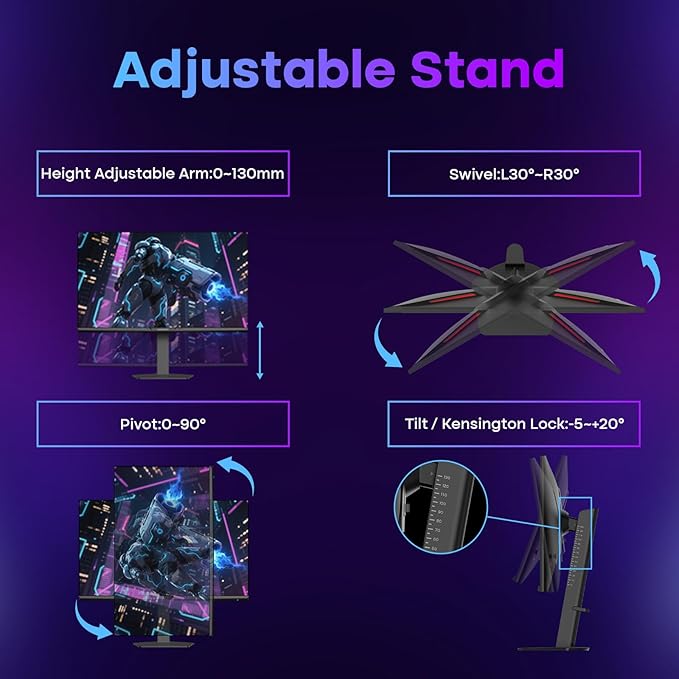 Amzfast 27’‘ 4K Gaming Monitor HDR 400 UHD 160Hz 144Hz | FHD 320Hz 300Hz Dual Mode PC Monitor Built-in Speakers 1ms Fast IPS 126% sRGB PIP/PBP HDMI 2.1 x 2 &amp DP 1.4 x 2 Height Adjustment VES