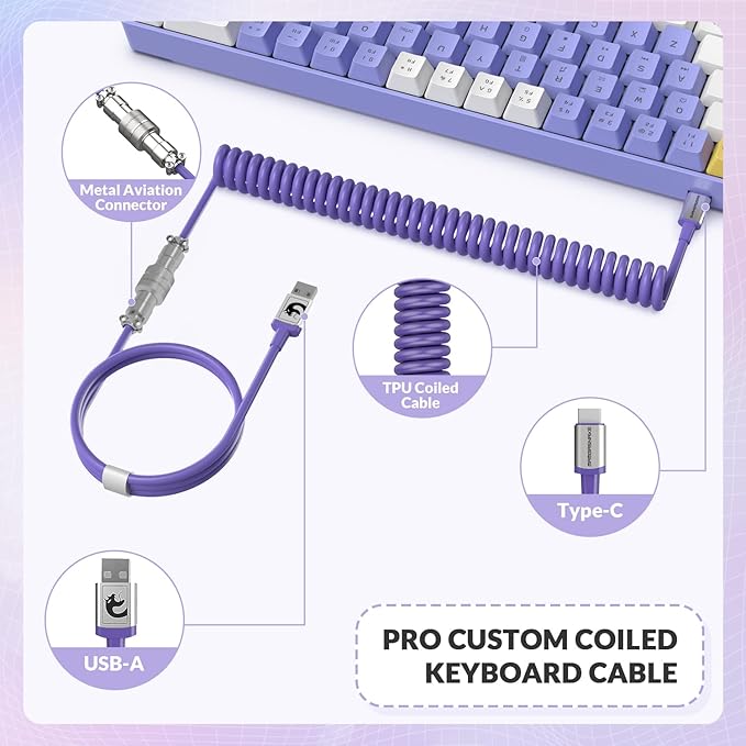 T8 60% Mechanical Gaming Keyboard68 Keys TKL Compact Layout Mini Wired Keyboard18 Chroma RGB BacklitBlue SwitchAnti-ghostingPro Custom Coiled USB-C Cablefor PCMacPS4Xbox-Purple